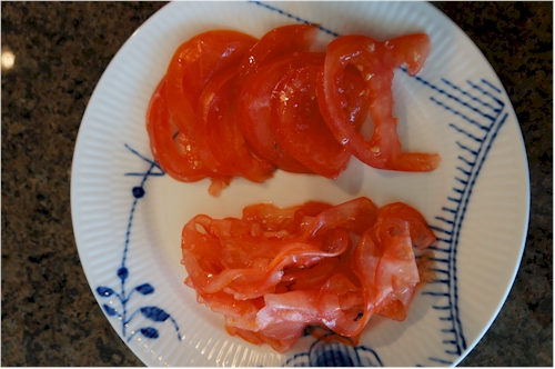 Thick and thin tomato slices from the Breville.