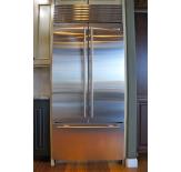 The refrigerator is available in a Stainless Steel finish or it can be fitted with a custom panel overlay.